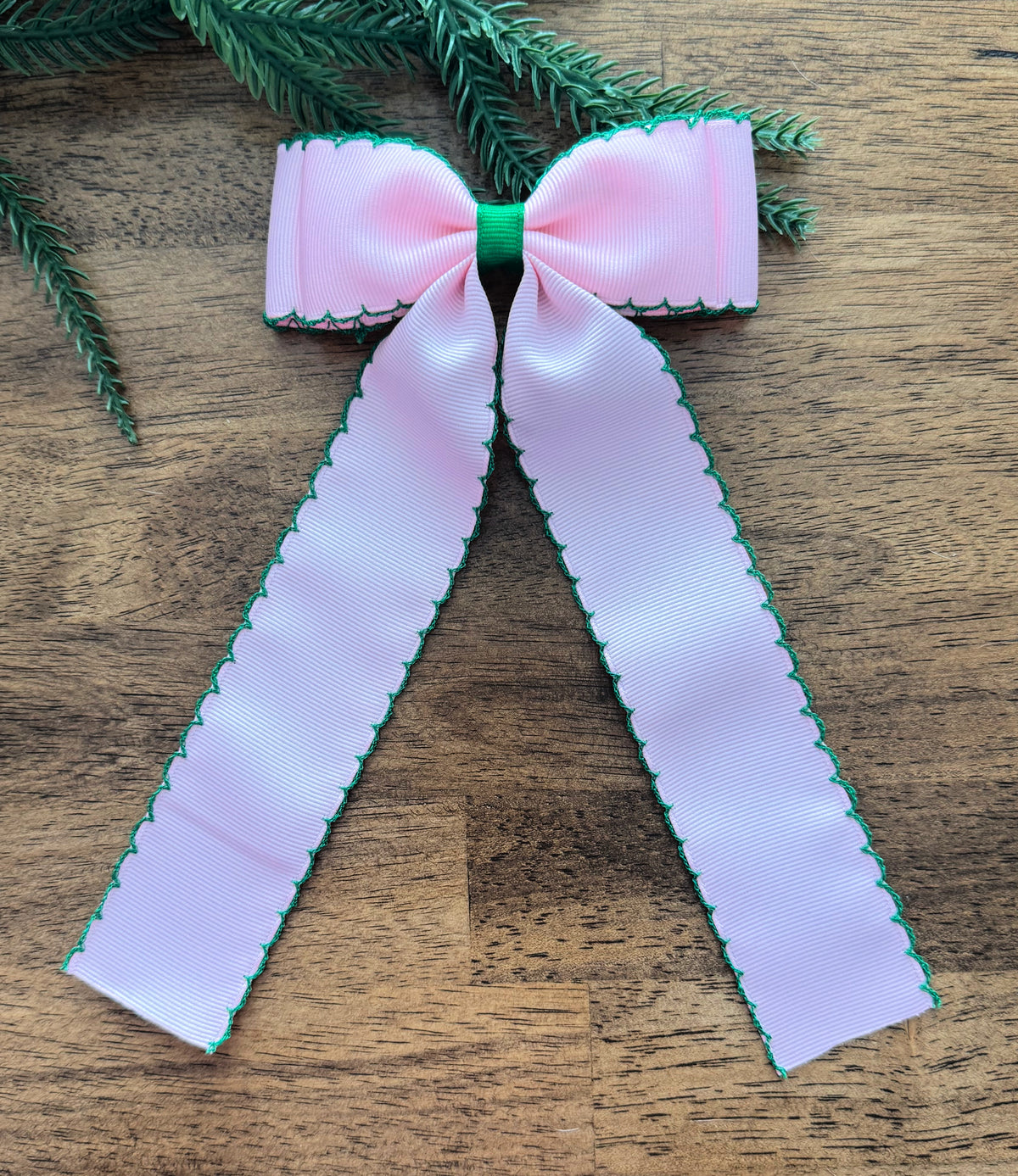 Light Pink w/Green  Moonstitch