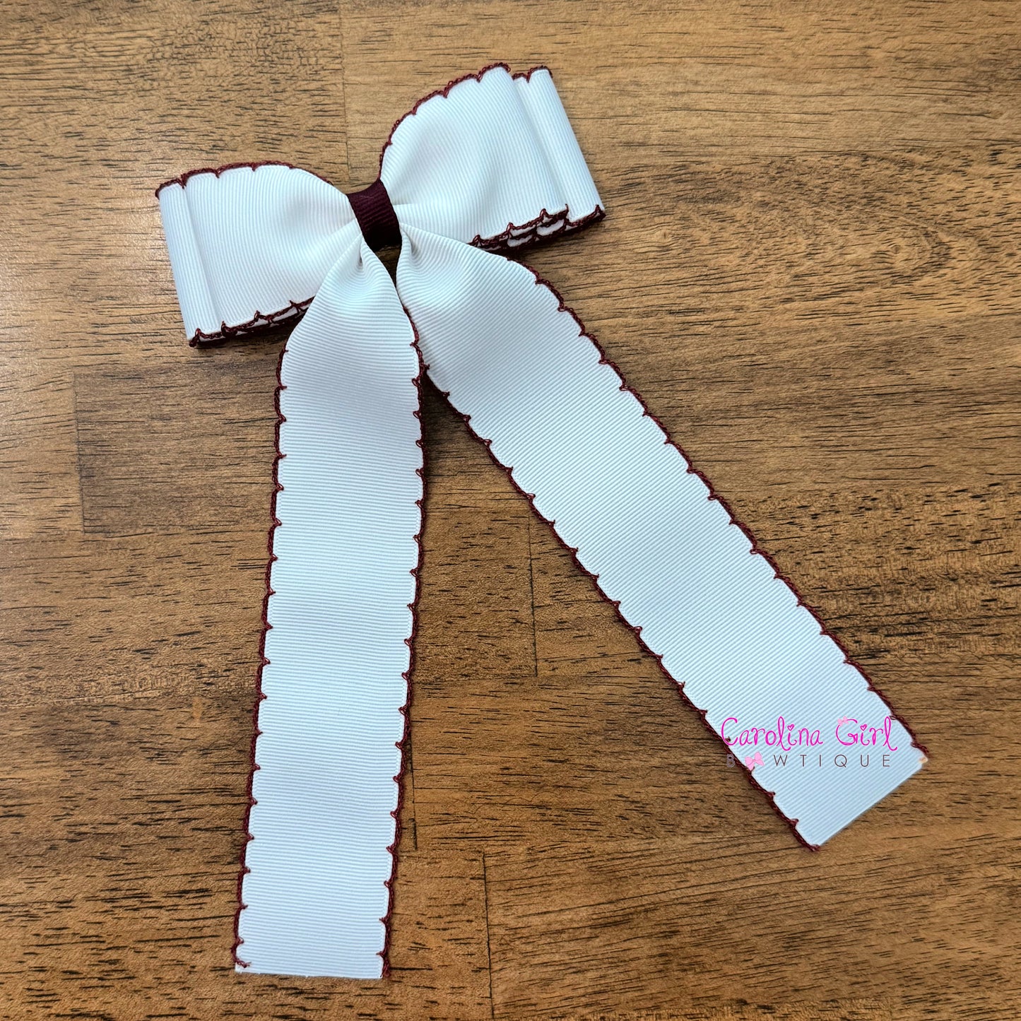 White w/Maroon Moonstitch