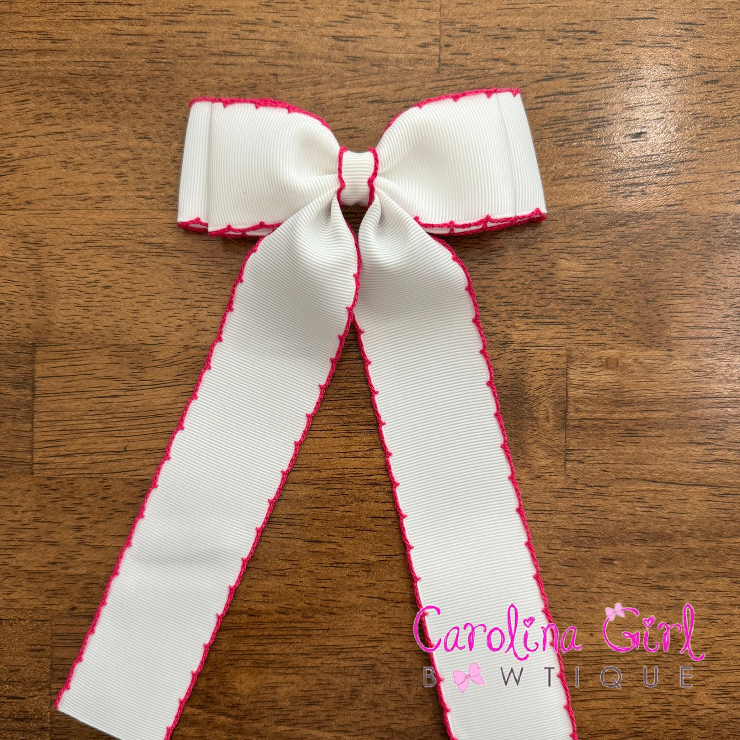 White w/Hot Pink Moonstitch