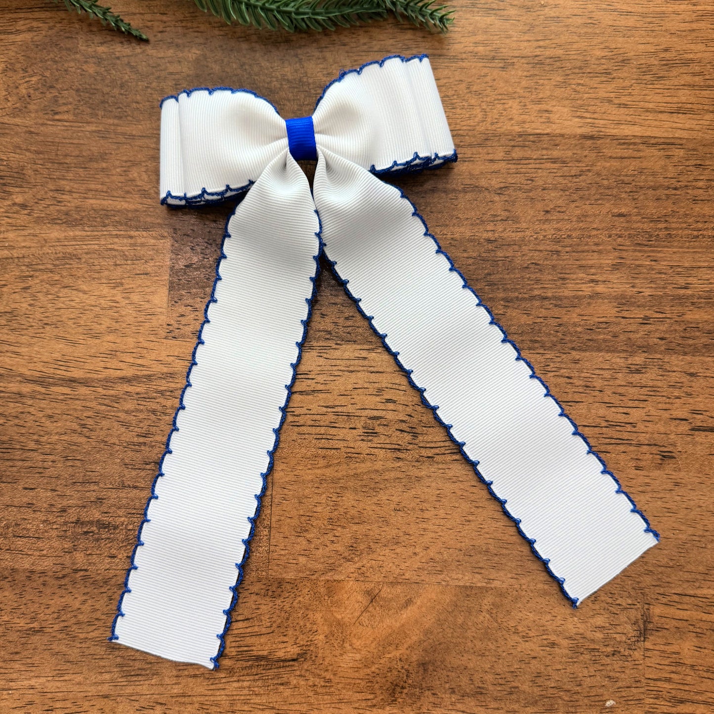White w/Royal  Moonstitch